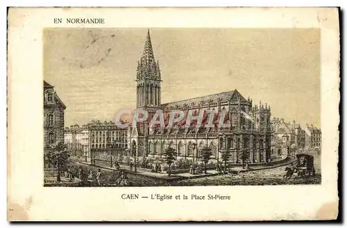 Cartes postales Caen L'Eglise et la Place St Pierre