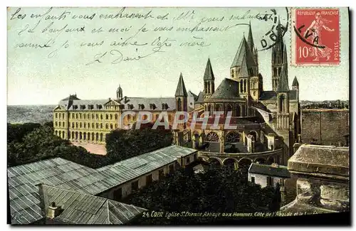 Cartes postales Caen Eglise St Etienne Abbaye aux Hommes Cote de l'abside et le lycee