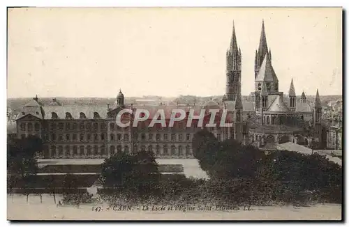 Ansichtskarte AK Caen Le Lycee et l&#39Eglise Saint Etienne