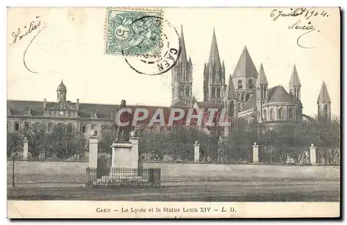 Ansichtskarte AK Caen Lycee et la Statue Louis XIV