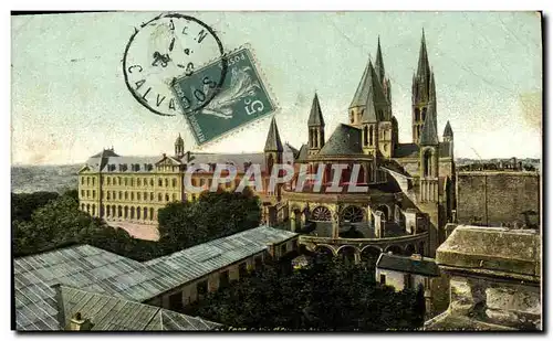 Ansichtskarte AK Caen Eglise St Etienne Abbaye aux hommes Cour de l&#39abside et le lycee