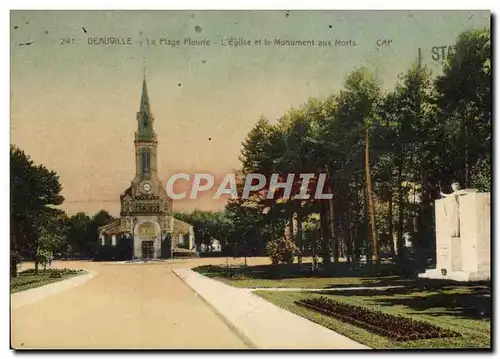 Ansichtskarte AK Deauville La plage fleurie l&#39eglise et le monument aux morts