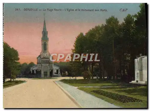 Ansichtskarte AK Deauville La plage fleurie l&#39eglise et le monument aux morts