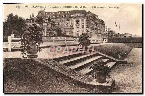 Cartes postales Deauville plage fieurie royal hotel et boulevard Cornuche