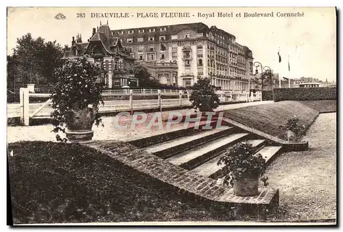 Ansichtskarte AK Deauville plage fieurie royal hotel et boulevard Cornuche