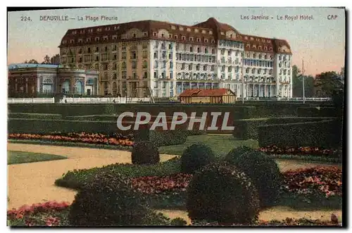 Cartes postales Deauville la plage fleurie les jardins le royal hotel