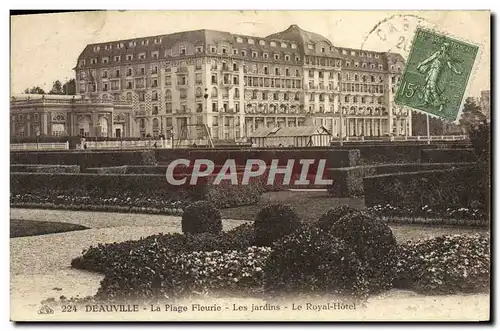 Cartes postales Deauville la plage fleurie les jardins le royal hotel