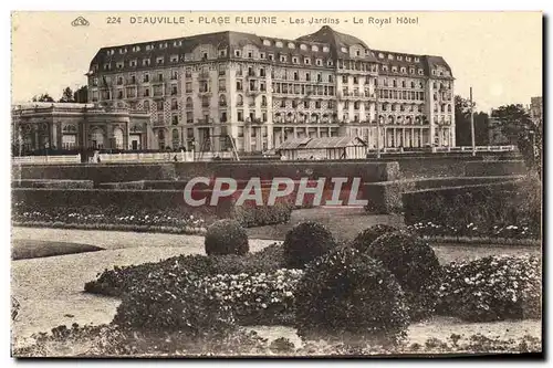 Cartes postales Deauville la plage fleurie les jardins le royal hotel