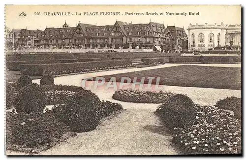 Cartes postales Deauville la plage fleurie parterres fleuris et normandy hotel