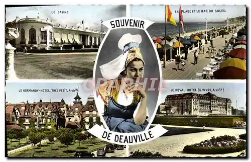 Ansichtskarte AK Souvenir de Deauville Le casino La plage et le bar du soleil Normandy Hotel Folklore