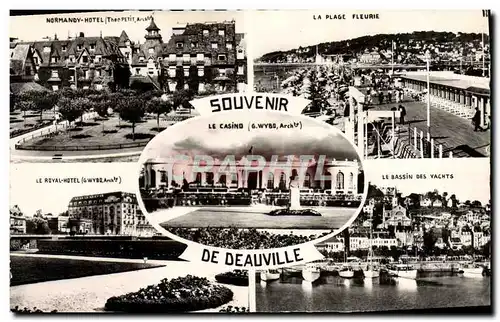 Cartes postales Souvenir de Deauville Normandy Hotel La plage fleurie le royal Hotel Le bassin des yachts