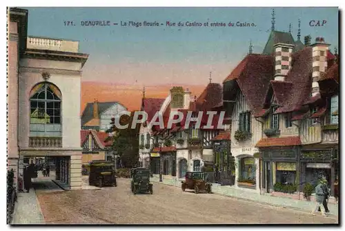 Cartes postales Deauville la plage fleurie rue du casino et entree du casino