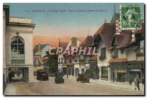 Cartes postales Deauville la plage fleurie rue du casino et entree du casino