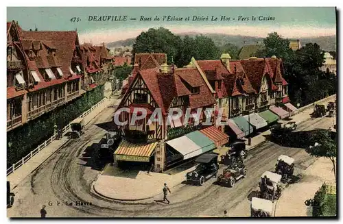 Cartes postales Deauville rue de l'ecluse et desire le hoc vers le casino Au Printemps