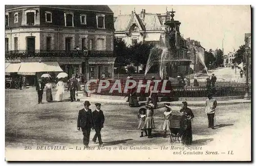 Cartes postales Deauville la place morny et rue gambella