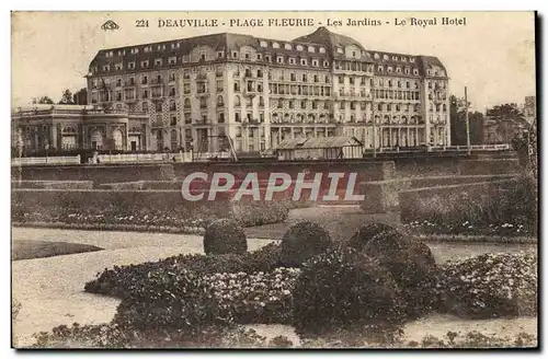 Cartes postales Deauville plage fleurie les jardins le royal hotel