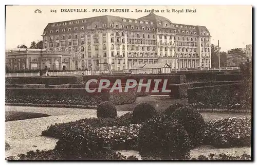 Cartes postales Deauville plage fleurie les jardins le royal hotel