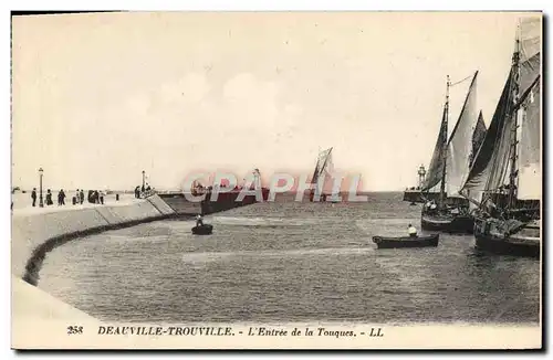 Cartes postales Deauville Trouville l'Entree de la touques Bateaux