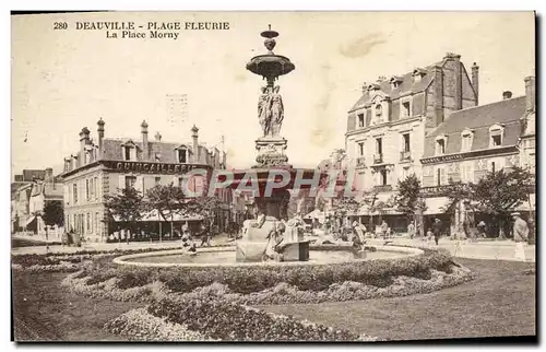 Cartes postales Deauville plage fleurie la place morny