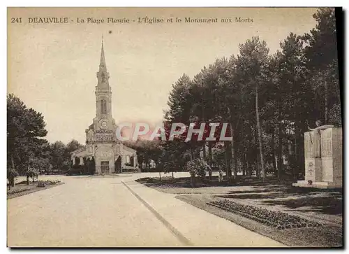 Cartes postales Deauville La plage fleurie l'eglise et le monument aux morts
