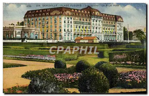 Cartes postales Deauville Plage fleurie les jardins le royal hotel