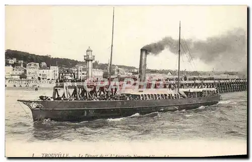 Cartes postales Trouville Le depart de l'Augustin Normand Bateau