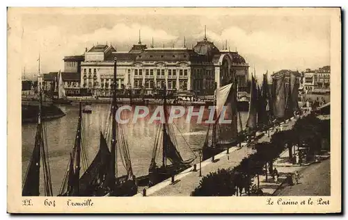 Ansichtskarte AK Trouville Le Casino et le port Bateaux