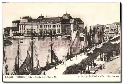 Cartes postales Trouville Reine Des Plages Le Port et le casino Bateaux