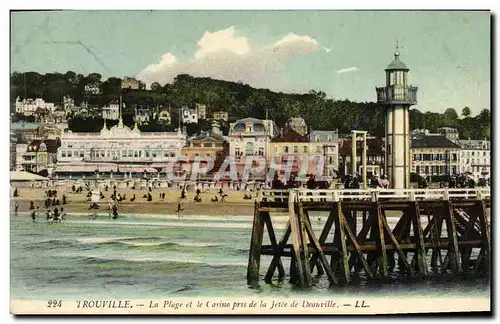 Cartes postales Trouville La Plage et le Casino Pris de la Jetee de Deauville