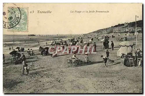 Cartes postales Trouville Reine Des Plages La plage et la jetee promenade