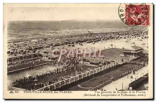 Ansichtskarte AK Trouville Reine des Plages Vue generale de la plage et la piscine