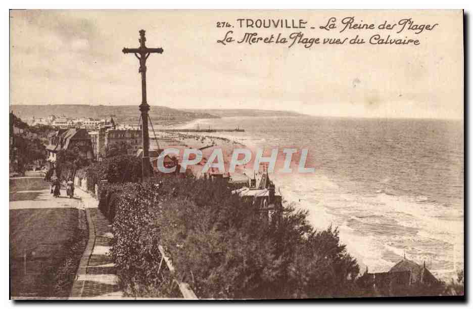 Ansichtskarte AK Trouville Reine des Plages La mer et la plage vues du