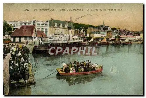 Cartes postales Trouville Le depart du Bateau du Havre et le bac