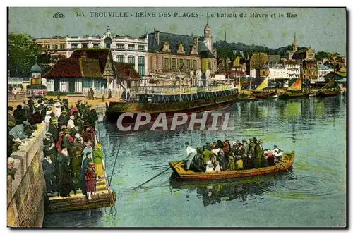 Cartes postales Trouville Le depart du Bateau du Havre et le bac