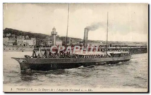 Cartes postales Trouville Le depart de l'Augustin Normand Bateau