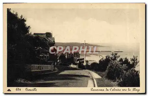 Ansichtskarte AK Trouville Reine des Plages Panorama du calvaire vers la plage