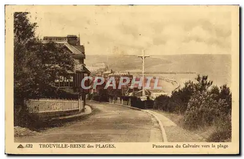 Ansichtskarte AK Trouville Reine des Plages Panorama du calvaire vers la plage