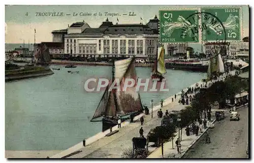 Cartes postales Trouville Le Casino et la Touques Bateaux