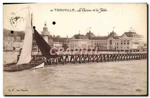 Ansichtskarte AK Trouville Le Casino et la jetee Bateau