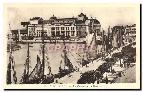 Ansichtskarte AK Trouville Le Casino et le Port Bateaux