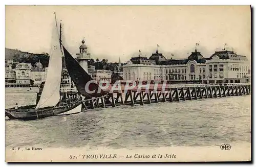 Ansichtskarte AK Trouville Le Casino et la Jetee Bateau