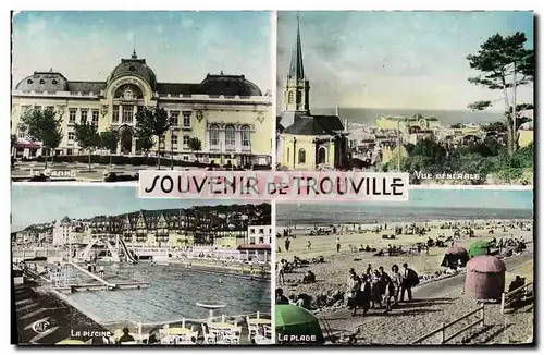 Cartes postales moderne Trouville La piscine Vue generale Le casino La plage