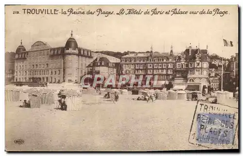 Cartes postales Trouville Les hotels de Paris et Palace vus de la plage