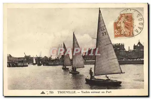 Cartes postales Trouville Yacht entrant au port Bateaux