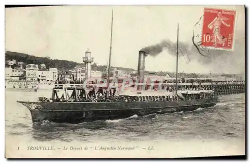 Cartes postales Trouville Le depart de l'Augustin Normand Bateau
