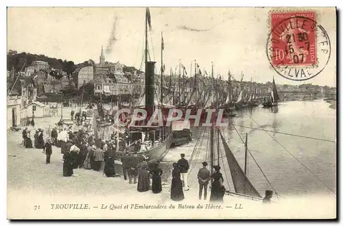 Cartes postales Trouville Le Quai et l&#39embarcadere du bateau du havre