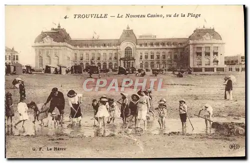 Ansichtskarte AK Trouville Le nouveau casino vu de la plage Enfants