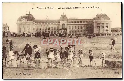 Cartes postales Trouville Le nouveau casino vu de la plage Enfants