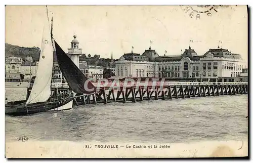 Ansichtskarte AK Trouville Le casino et la jetee Bateau