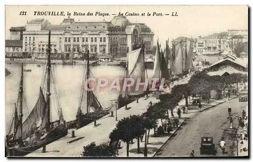 Cartes postales Trouville La reine des plages le casino et le port Bateaux